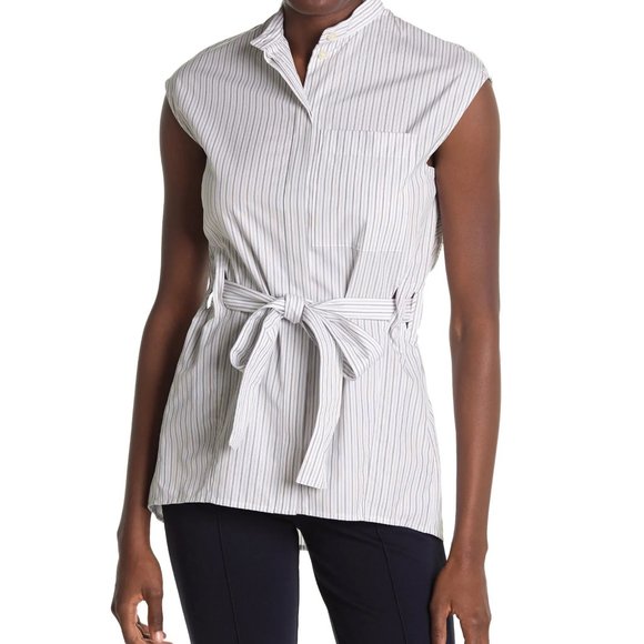 NWT Burberry Striped Cotton Waist Tie Top - Picture 1 of 12